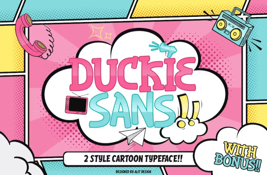 Free Duckie Sans Cartoon Comic Typeface Font Download