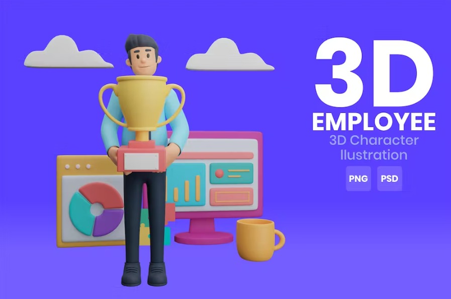 Free Employee 3D Character Template Download