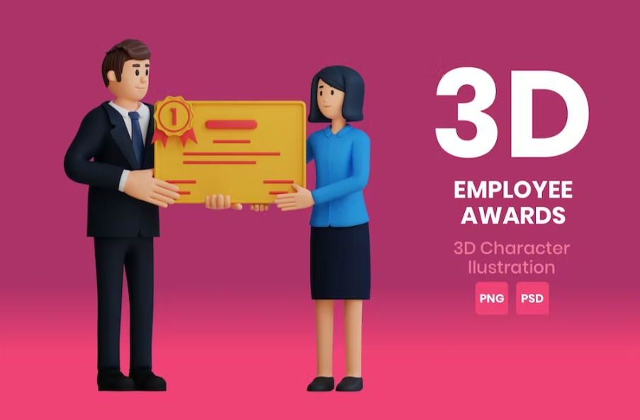 Free Employee Awards 3D Character Template Download