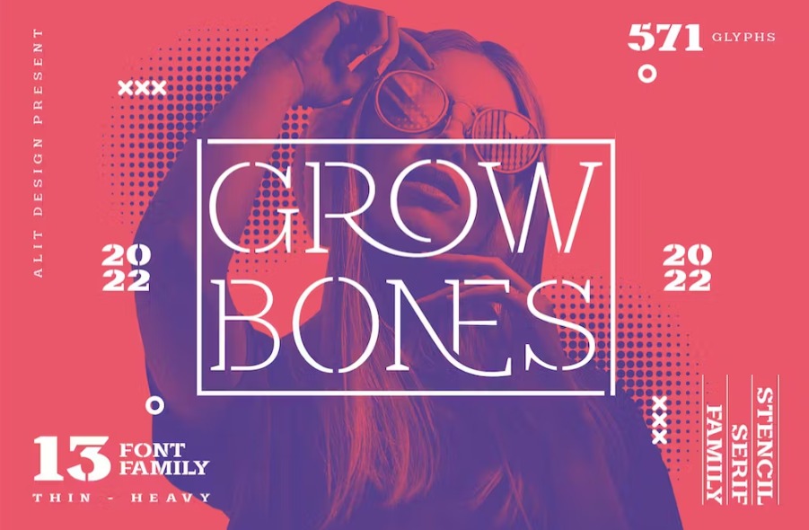 Free Grow Bones Family Stencil Font Download