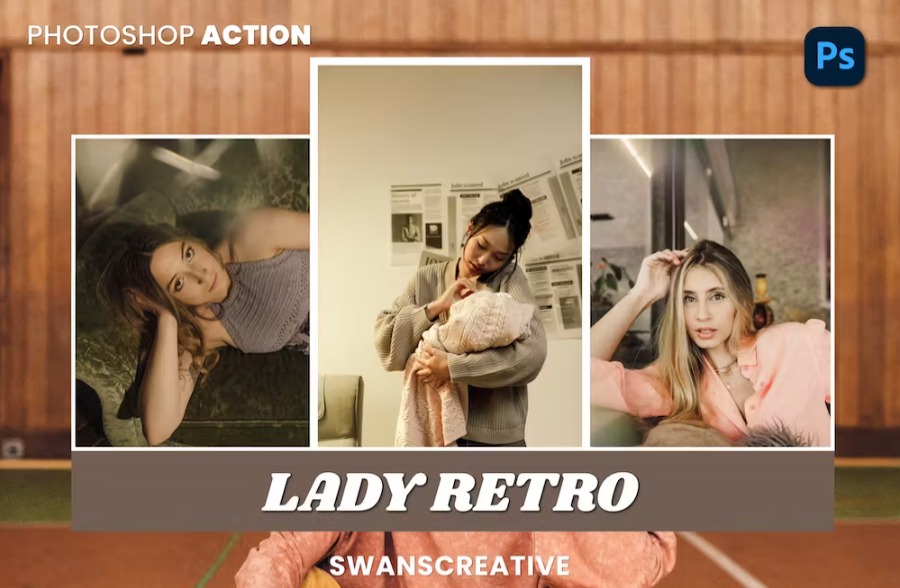 Free Lady Retro Photoshop Action Download