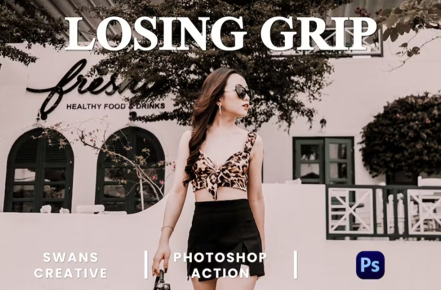 Free Losing Grip Photoshop Action Download