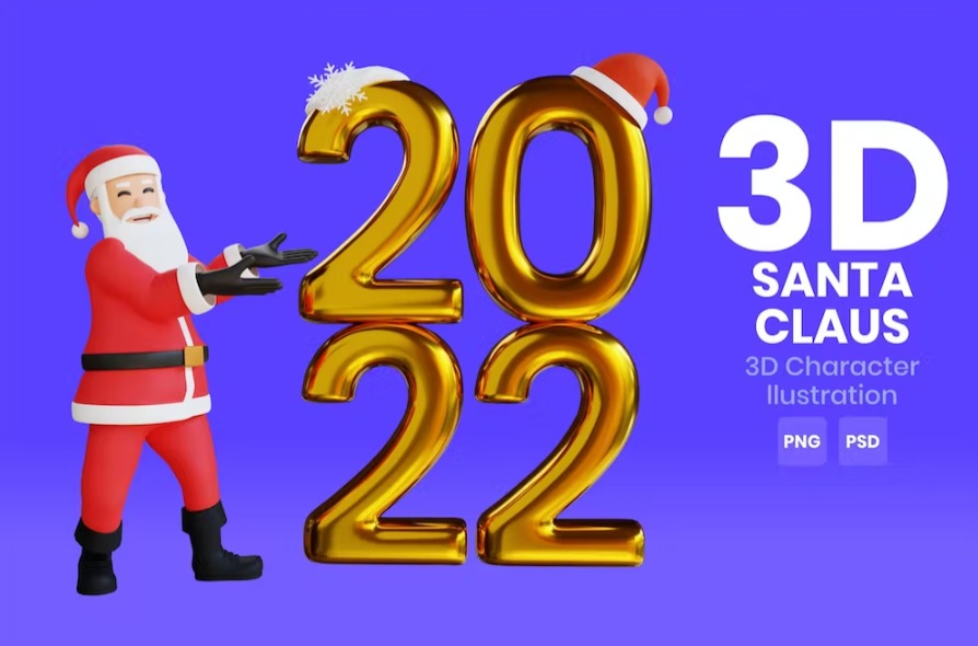 Free New Year Party 3D Character Template Vol.01