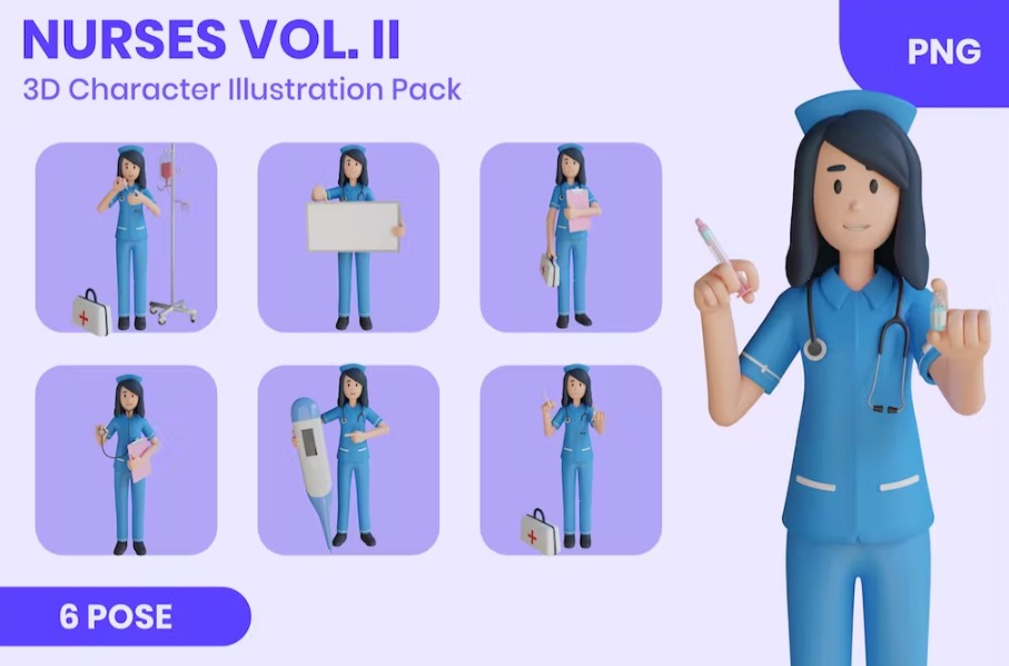 Free Nurses Vol.II 3D Character Set Template Download