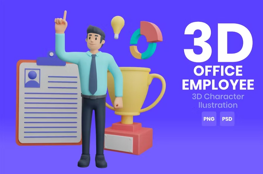 Free Office Employee 3D Character Template Download