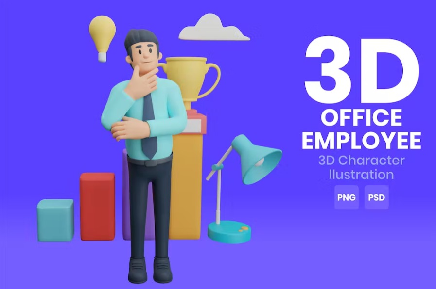 Free Office Employee 3D Character Template Vol.01