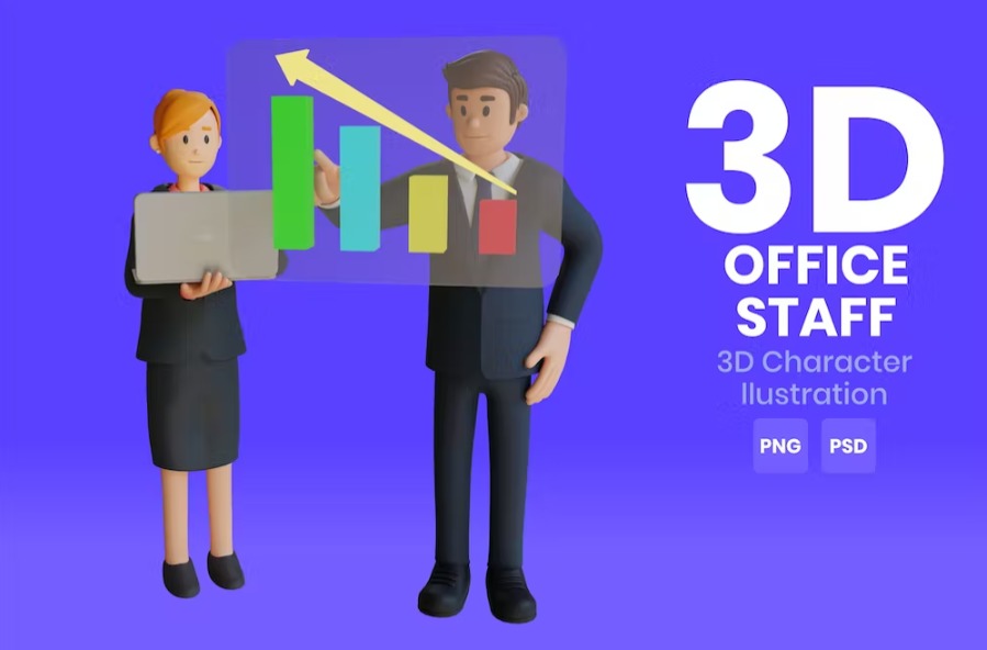 Free Office Staff 3D Character Template Vol.02