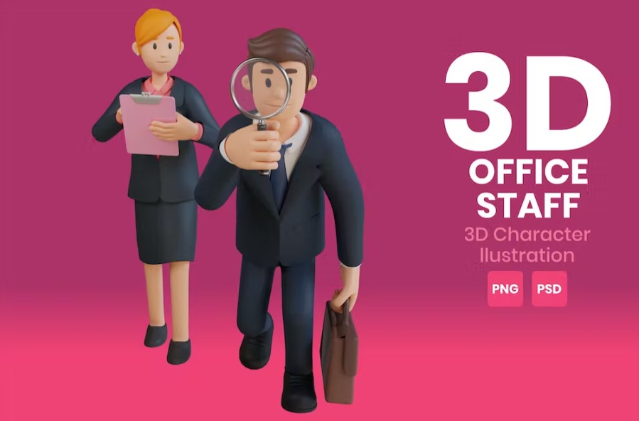 Free Office Staff 3D Character Template Download