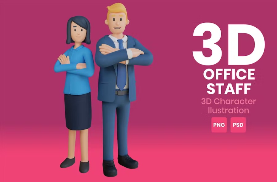 Free Office Staff 3D Character Template Vol.01