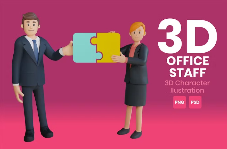 Free Office Staff 3D Character Template Vol.04