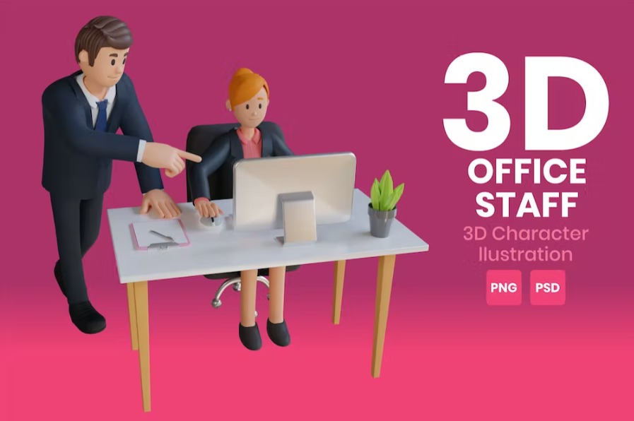 Free Office Staff 3D Character Template Vol.05