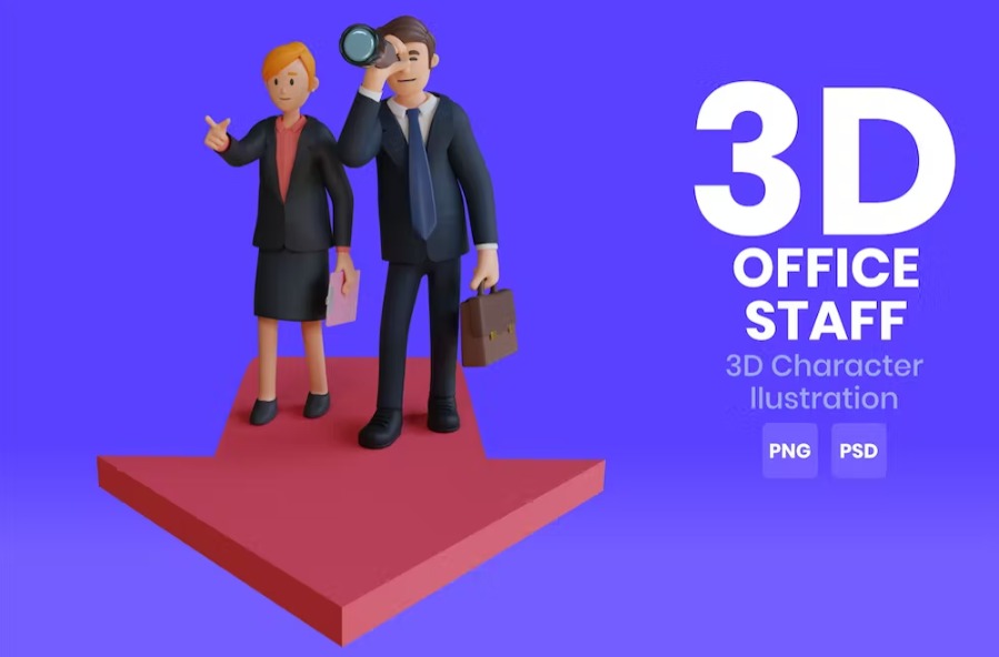 Free Office Staff 3D Character Template Vol.07