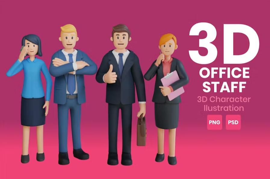 Free Office Staff 3D Character Template Vol.08