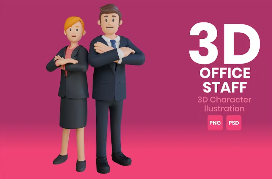 Free Office Staff 3D Character Template Vol.09