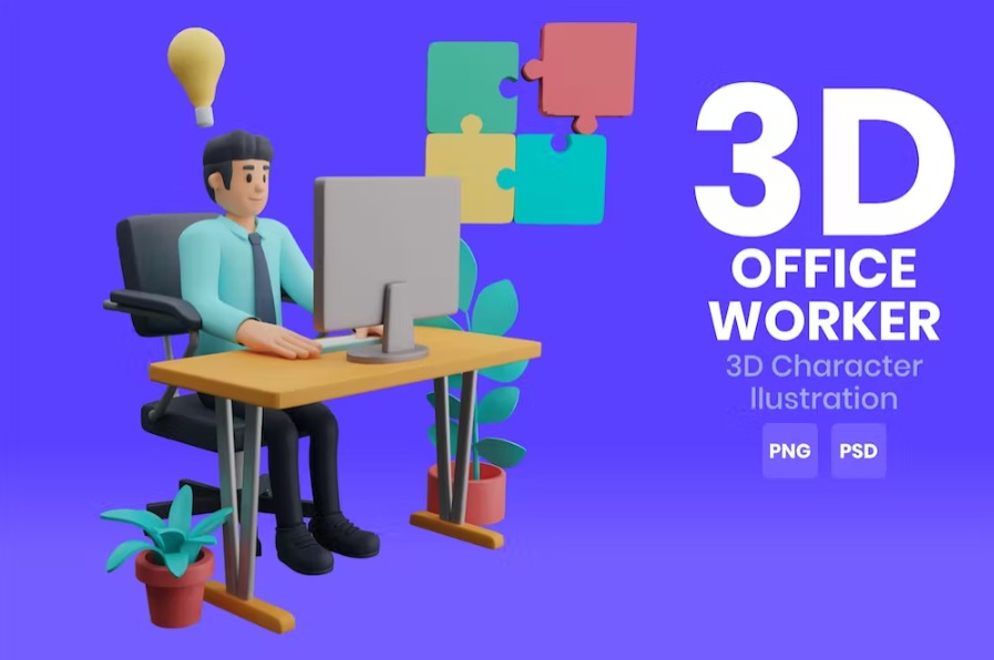 Free Office Worker 3D Character Template Download