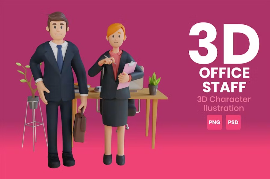 Free Office Staff 3D Character Template Vol.11