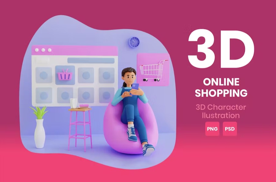 Free Online Shoping 3D Character Template Vol.01