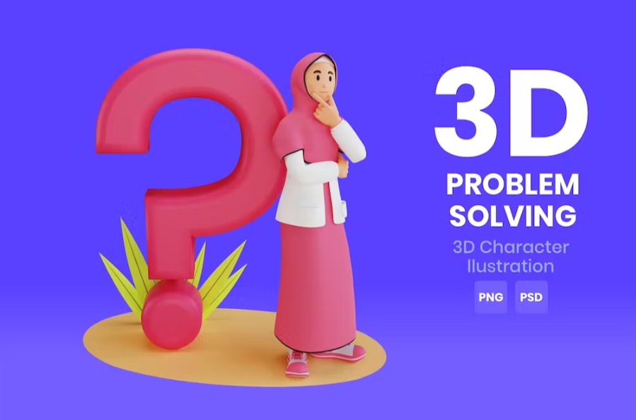 Free Problem Solving 3D Character Template Download