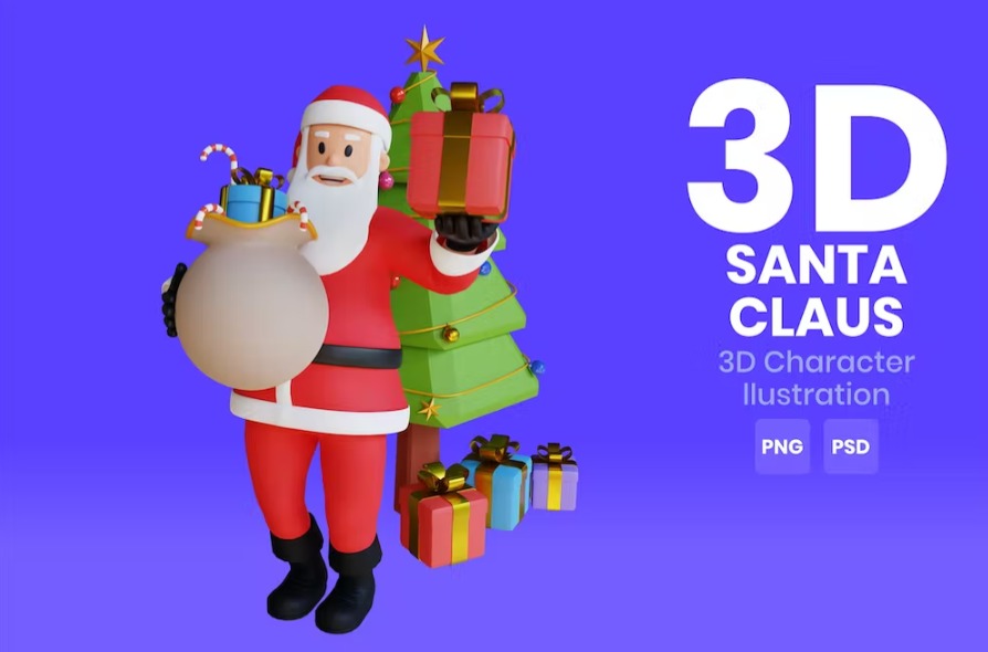 Free Santa Claus 3D Character Template Download