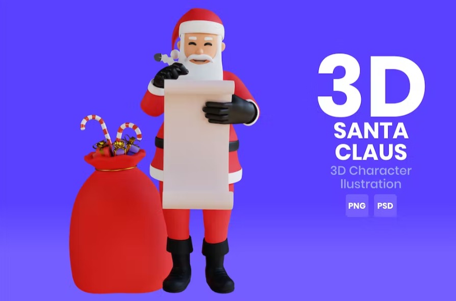 Free Santa Claus 3D Character Template Vol.01