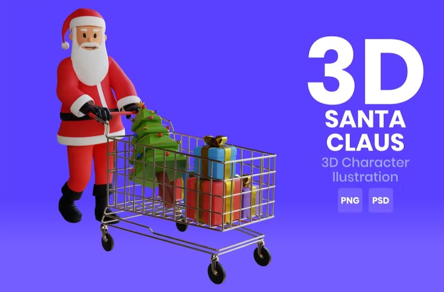 Free Santa Claus 3D Character Template Vol.02