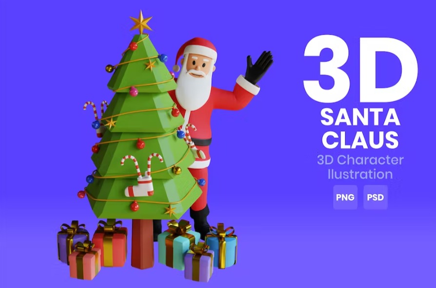 Free Santa Claus 3D Character Template Vol.03