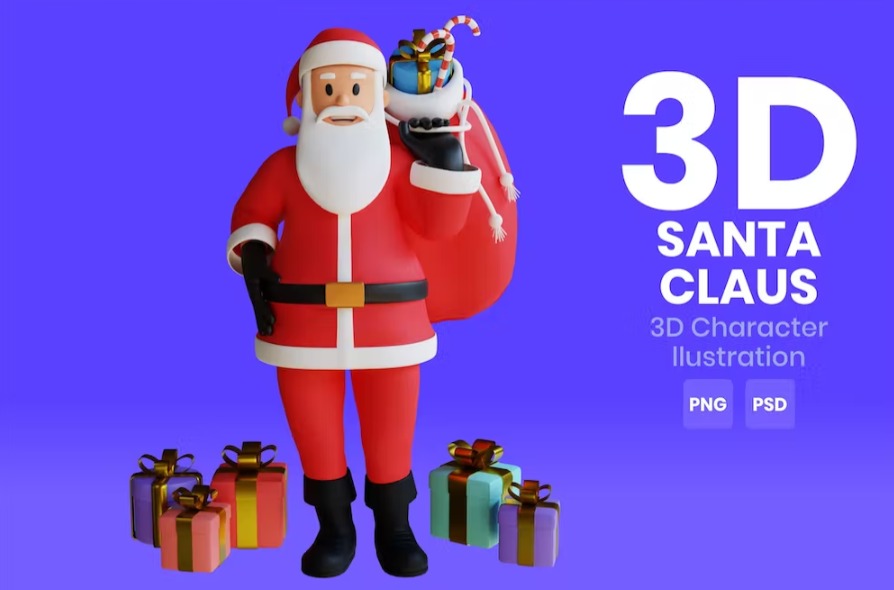 Free Santa Claus 3D Character Template Vol.05