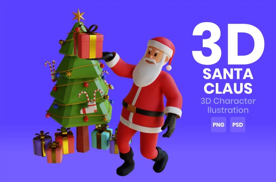 Free Santa Claus 3D Character Template Vol.06