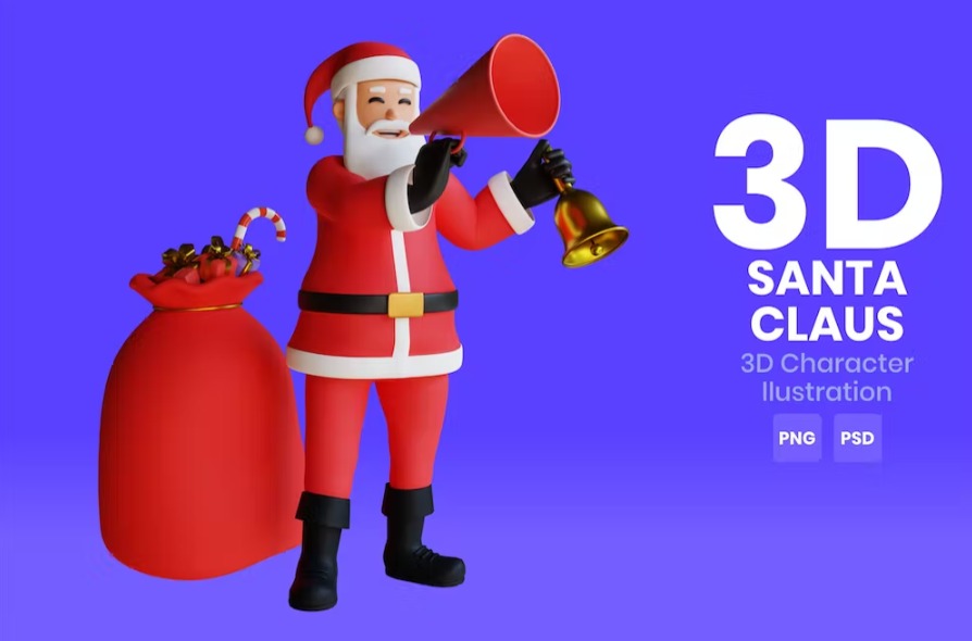 Free Santa Claus 3D Character Template Vol.07