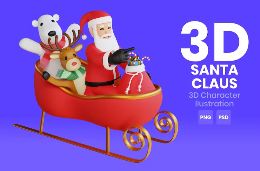 Free Santa Claus 3D Character Template Vol.08