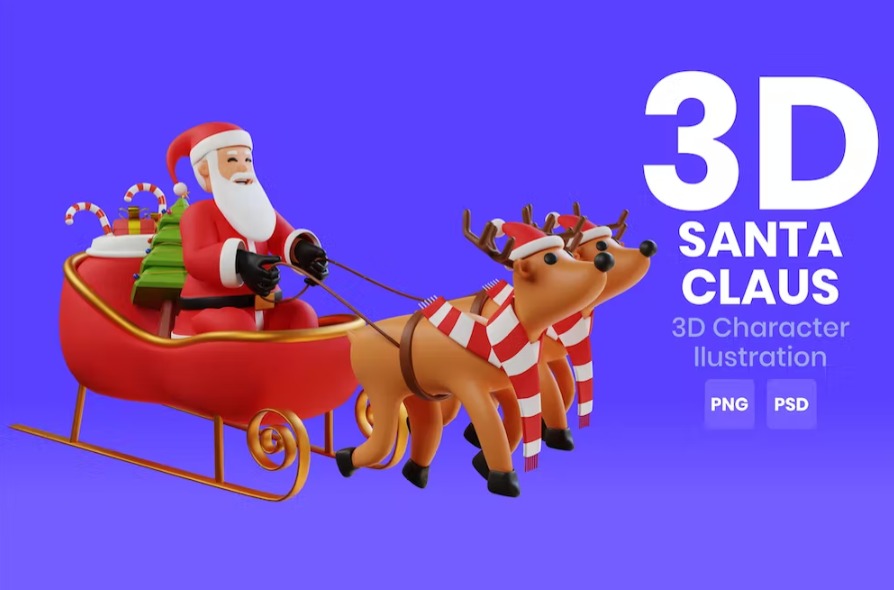 Free Santa Claus 3D Character Template Vol.09