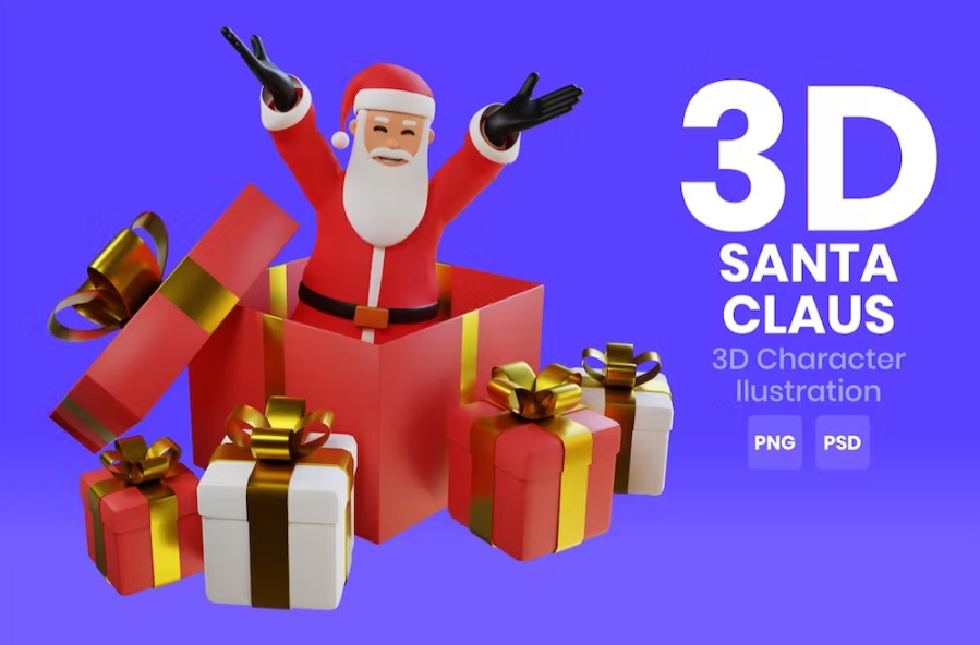 Free Santa Claus 3D Character Template Vol.10