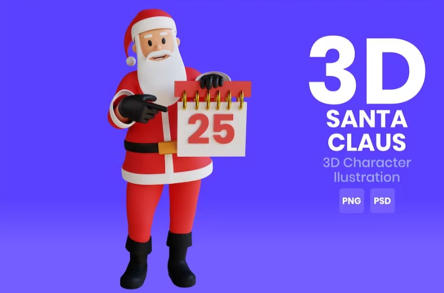 Free Santa Claus 3D Character Template Vol.11