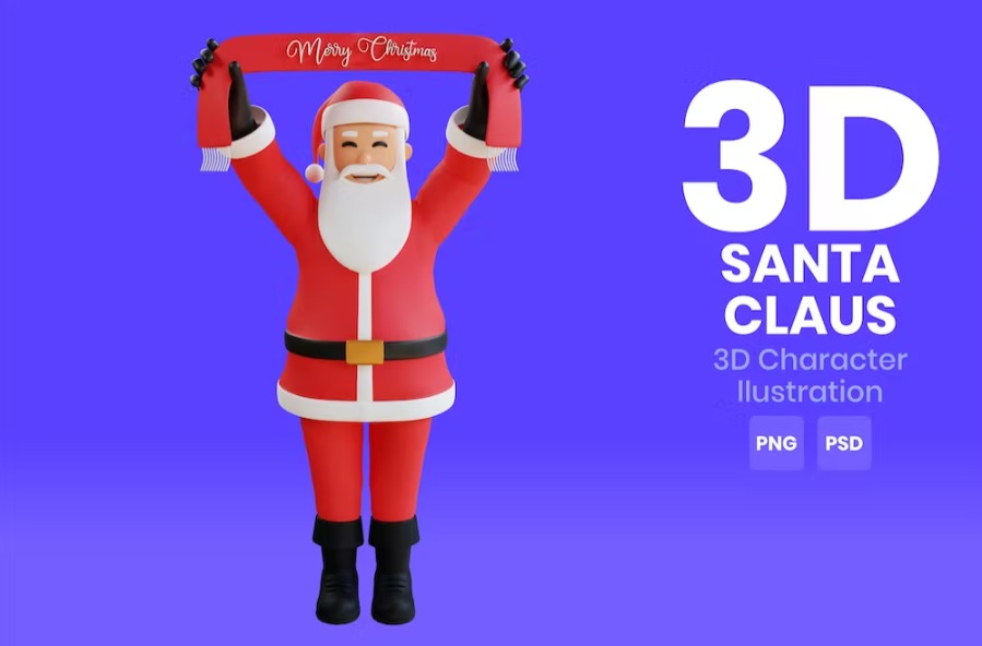 Free Santa Claus 3D Character Template Vol.12