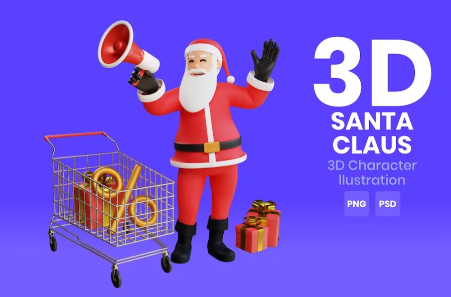 Free Santa Claus 3D Character Template Vol.12