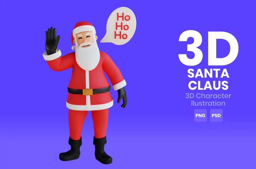 Free Santa Claus 3D Character Template Vol.13