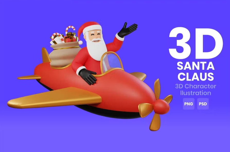 Free Santa Claus 3D Character Template Vol.014