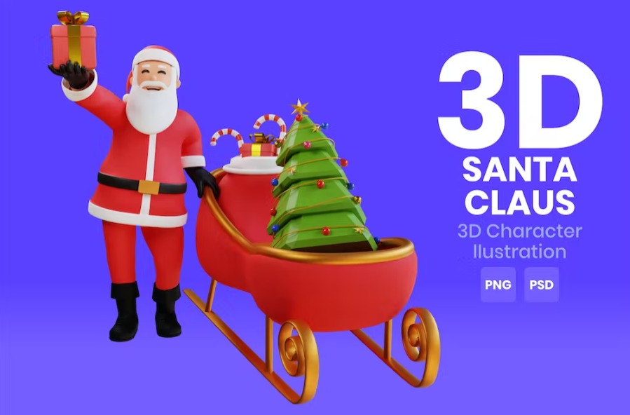 Free Santa Claus 3D Character Template Vol.15