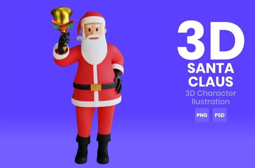 Free Santa Claus 3D Character Template Vol.16