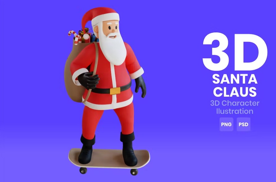 Free Santa Claus 3D Character Template Vol17