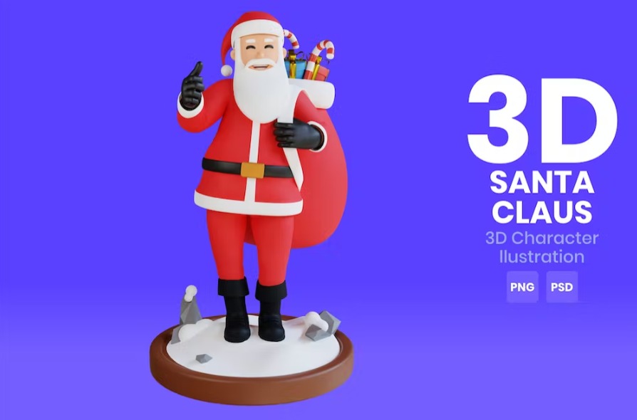 Free Santa Claus 3D Character Template Vol.018