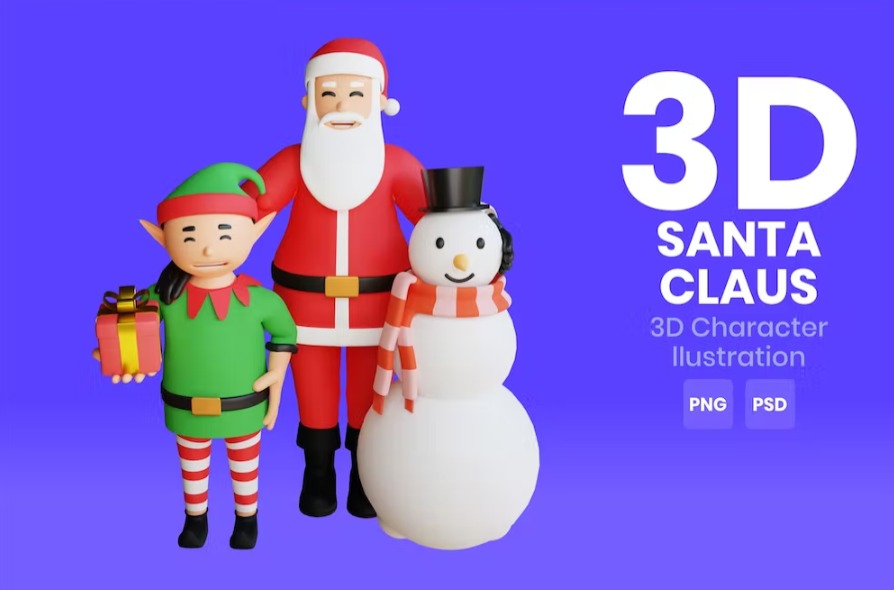 Free Santa Claus 3D Character Template Vol.019