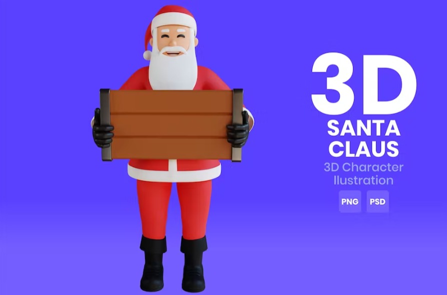 Free Santa Claus 3D Character Template Vol.22