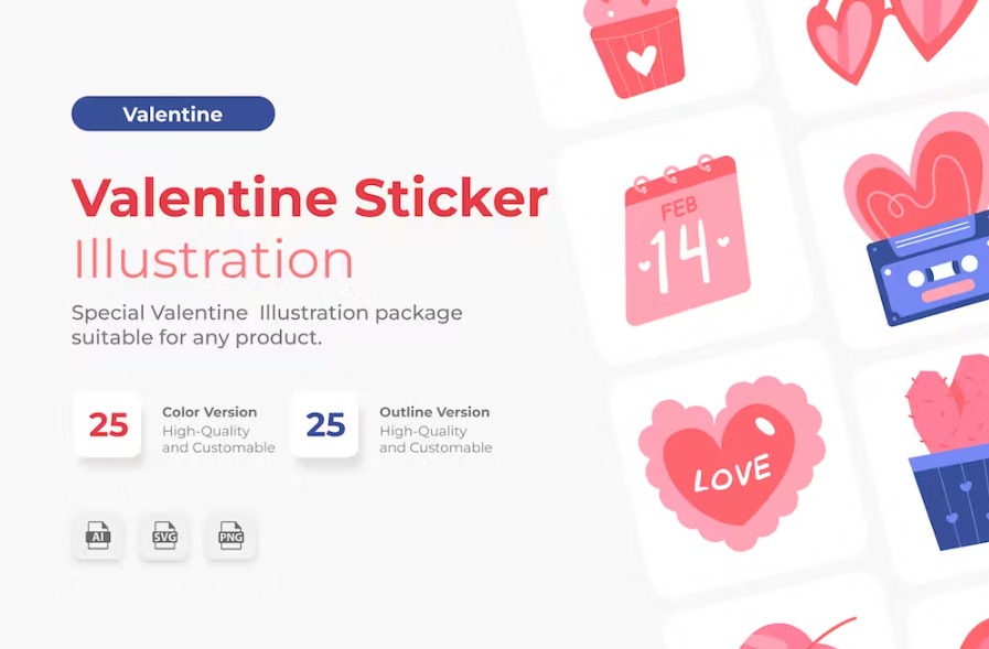 Free Valentine Sticker Illustrations Collections Download