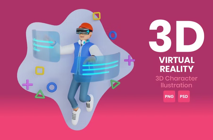 Free Virtual Reality 3D Character Illustration Template Download