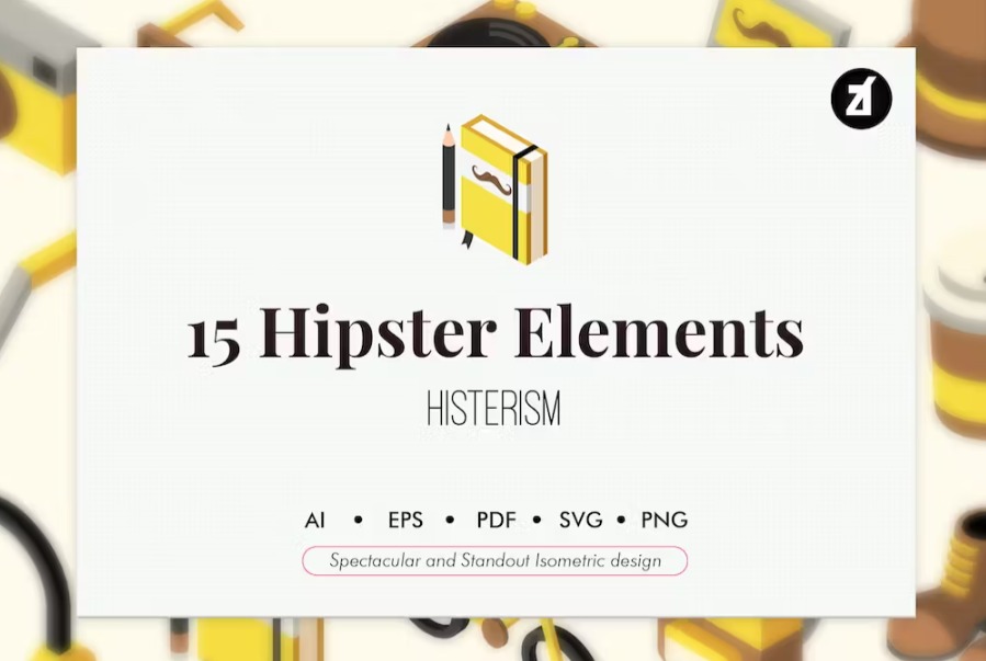 Free 15 Hipster Isometric elements Template Download