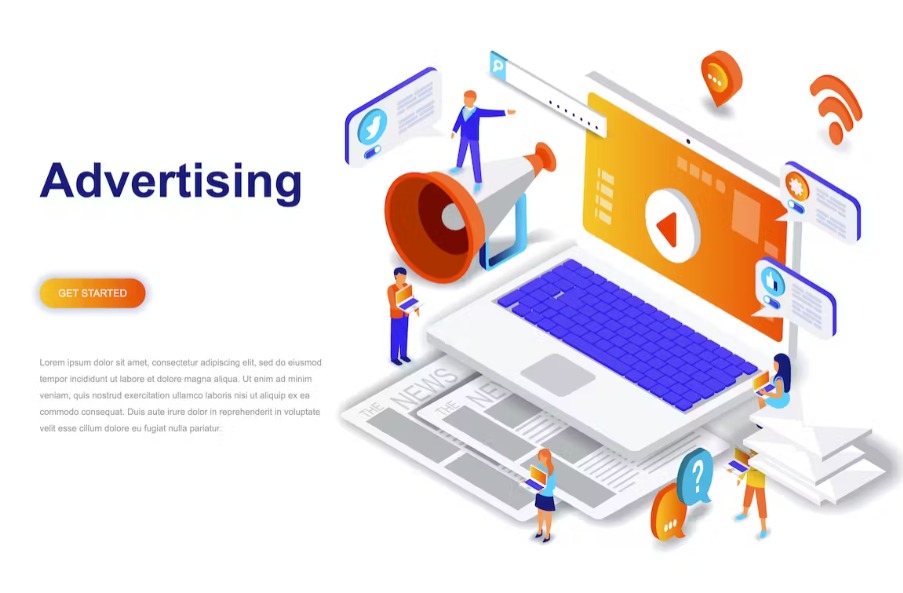 Advertising and Promo Isometric Concept Template