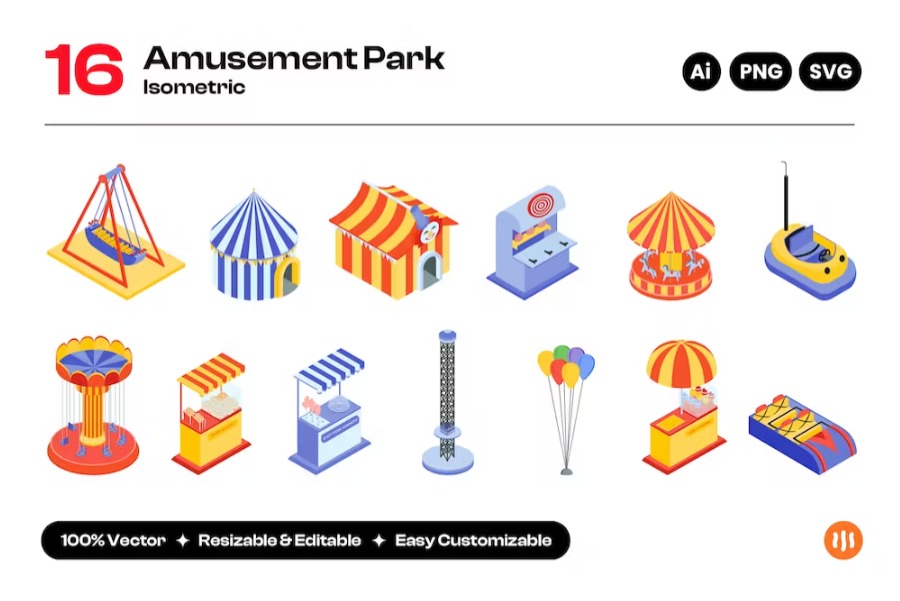 Free Amusement park isometric Download