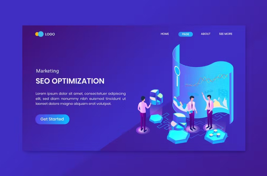 Analysis Seo Marketing Isometric Landing Page