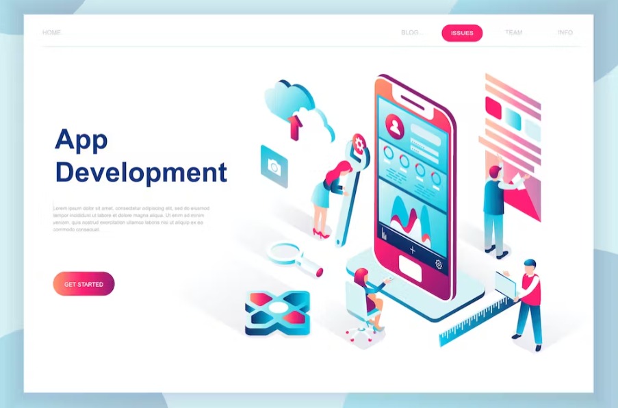 App Development Isometric Landing Page